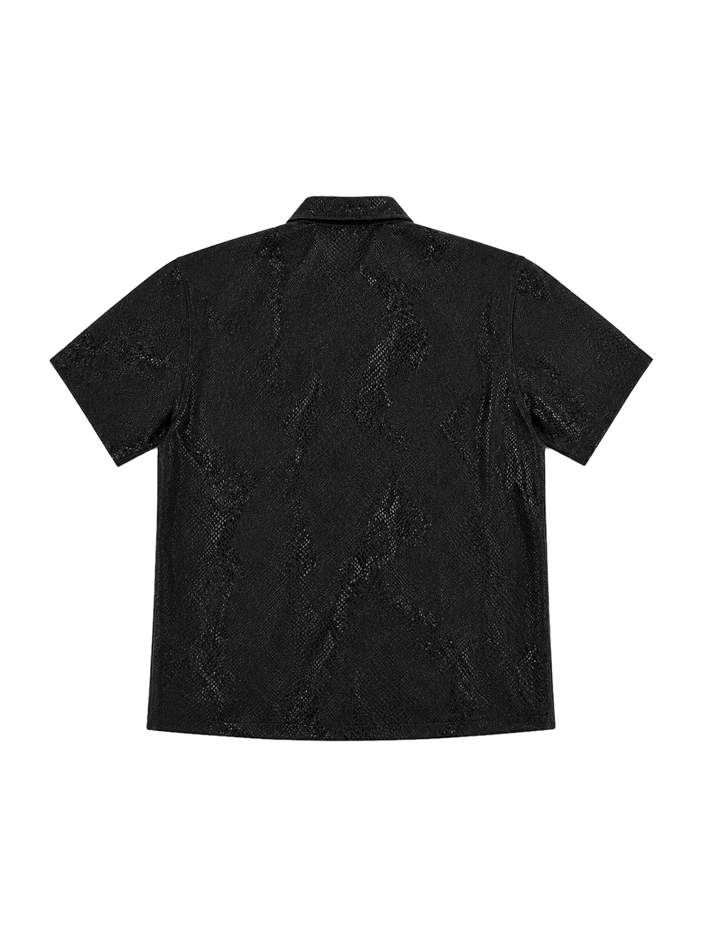 Black Textured Zip-Up Shirt