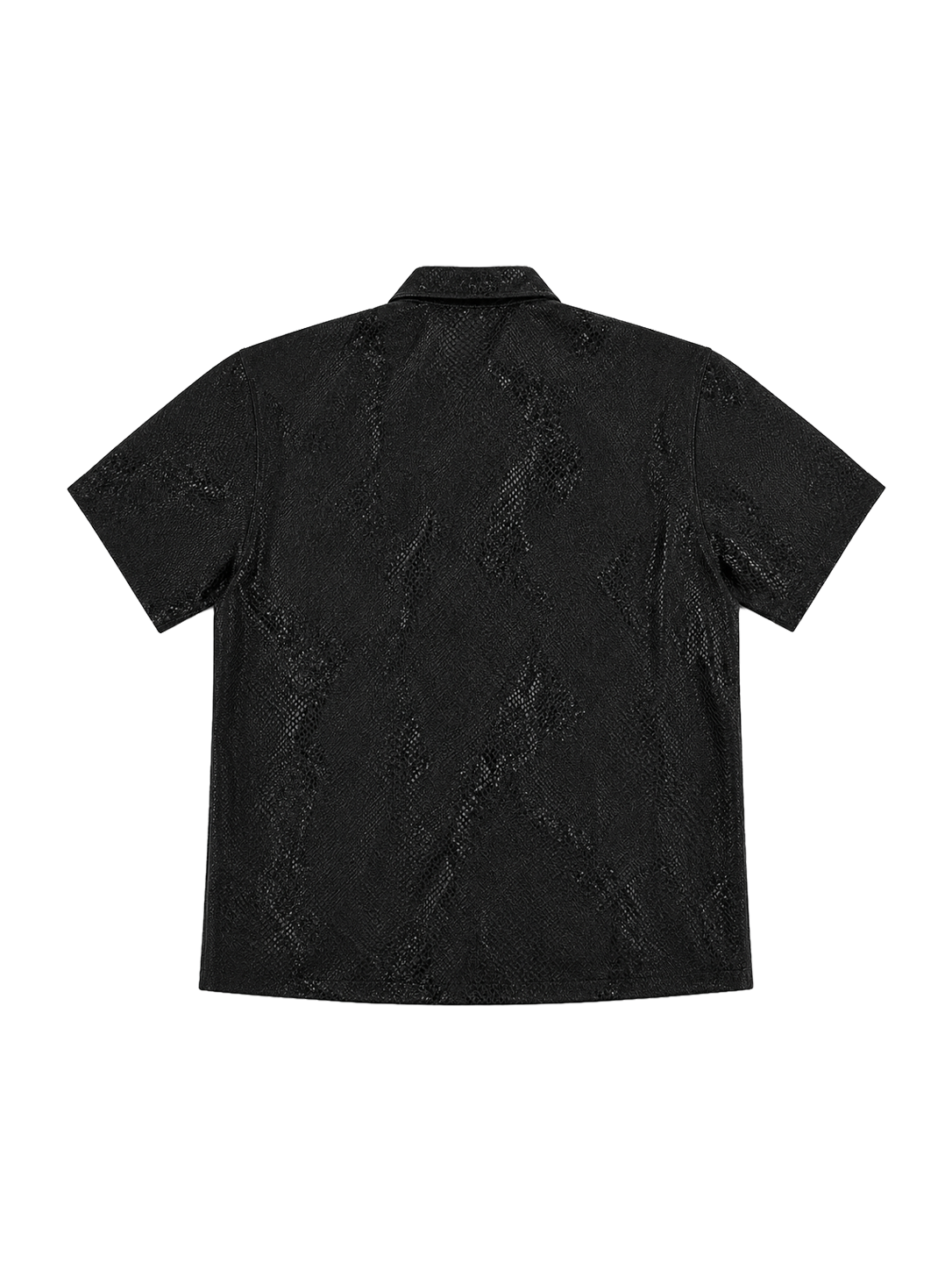Black Textured Zip-Up Shirt
