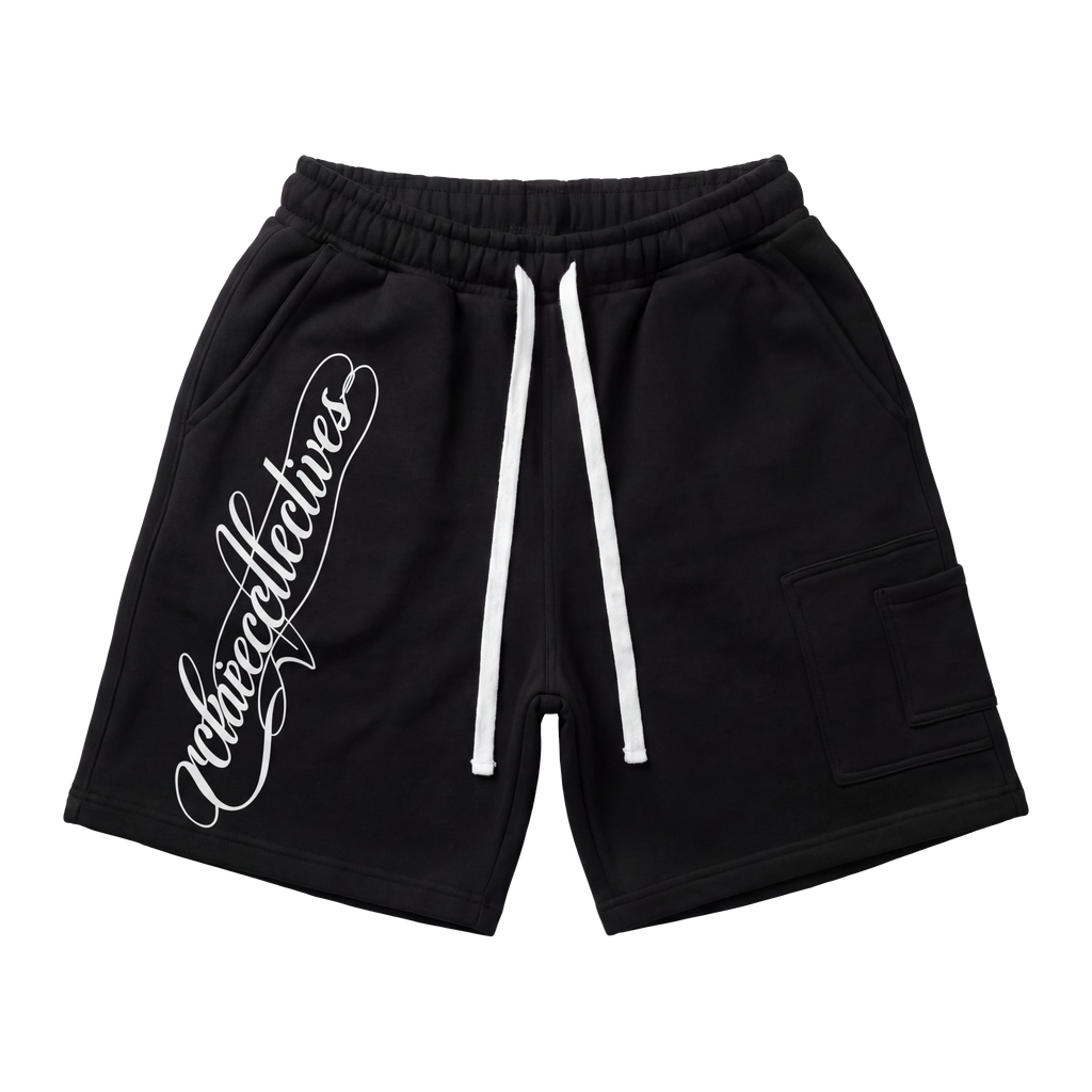 Black printed loose-fit shorts