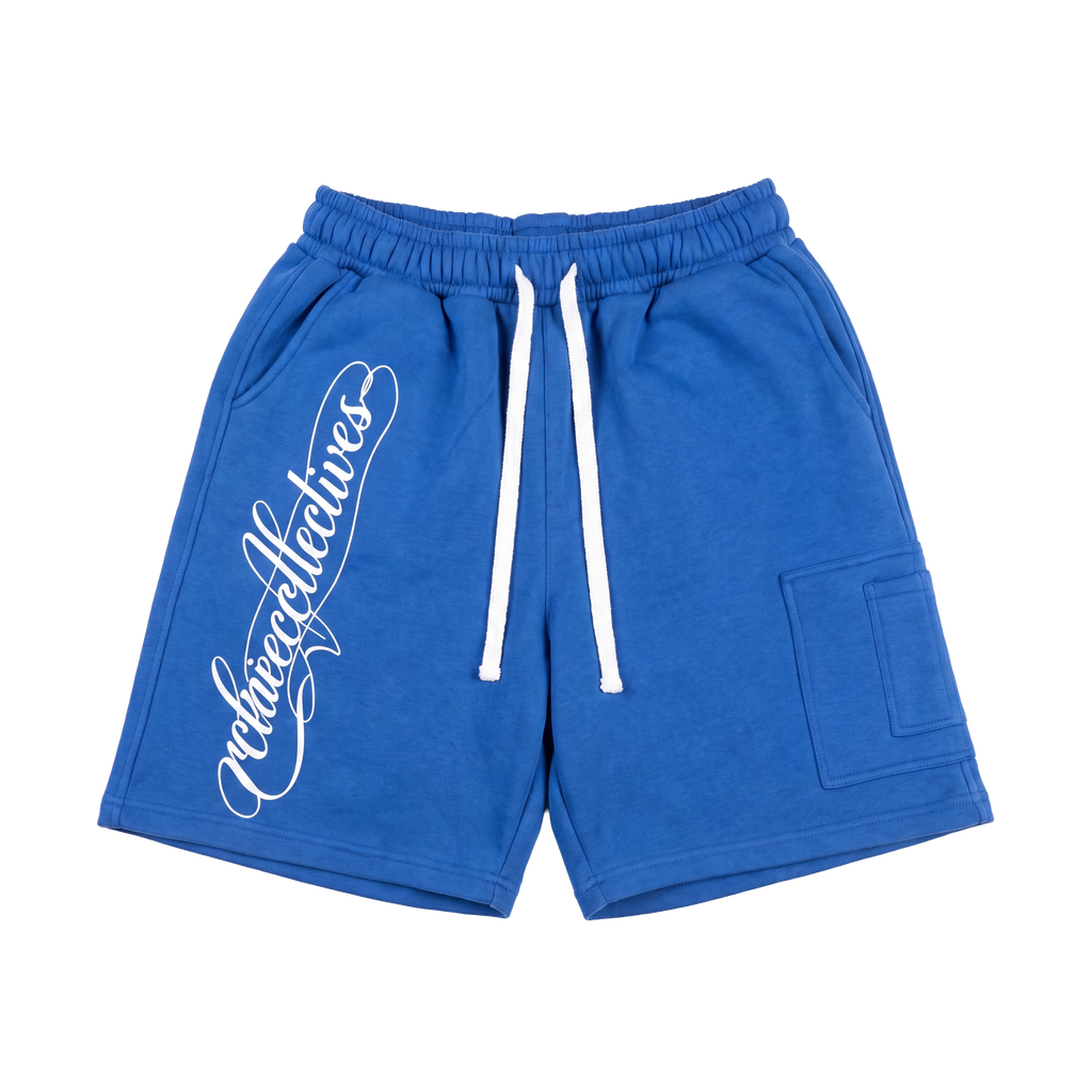 Blue loose-fit printed shorts