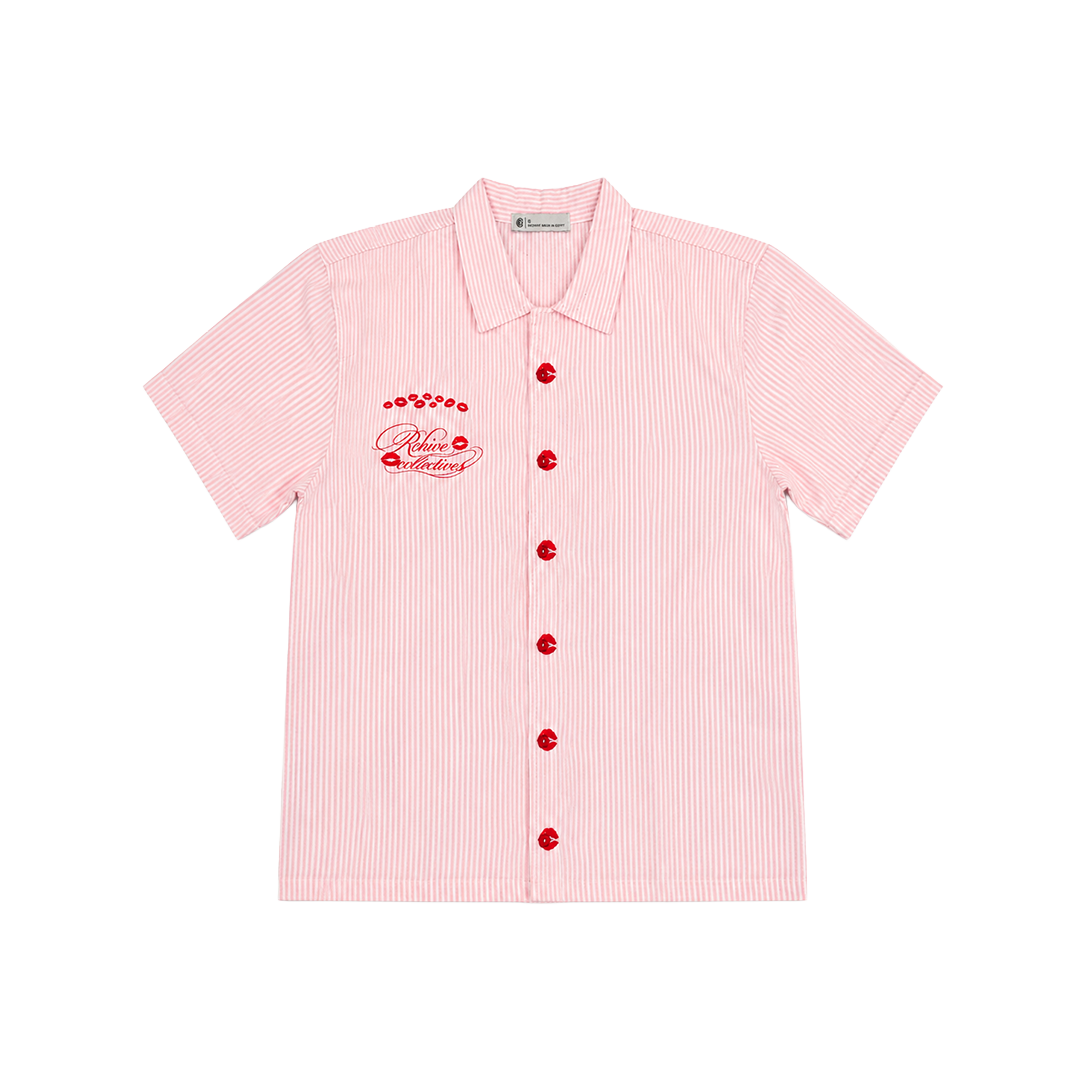 Striped Lip Embroidered Shirt